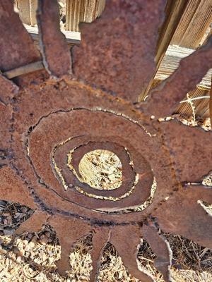Handmade rustic yard /garden art - sunshine and butterfly - one of a kind!