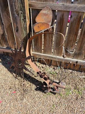 Handmade rustic yard /garden art - sunshine and butterfly - one of a kind!