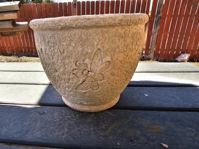 Two nice ceramic flowerpots - planters - pots and a stained-glass tray