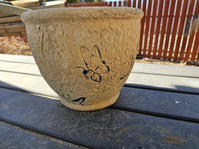 Two nice ceramic flowerpots - planters - pots and a stained-glass tray