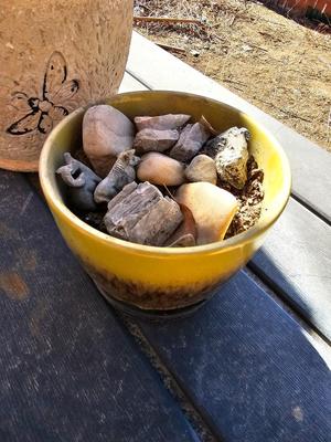 Two nice ceramic flowerpots - planters - pots and a stained-glass tray