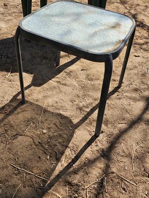 Patio chair - bar stool - and a small outdoor patio table
