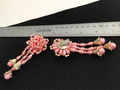 Pink Faux Pearl Vintage Dangling Earrings