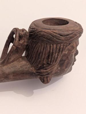 Carved Wooden Face Pipe