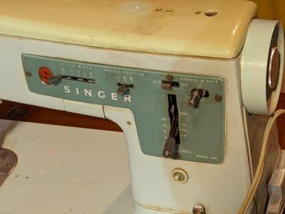 Vintage 1960s Singer Model 337 Sewing Machine Turquoise Blue & Table Made In England