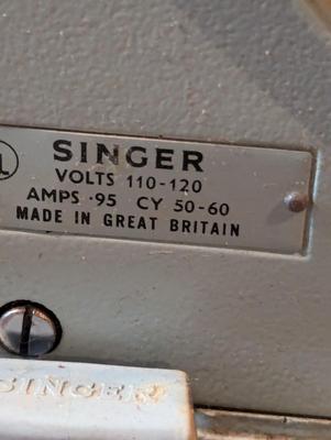 Vintage 1960s Singer Model 337 Sewing Machine Turquoise Blue & Table Made In England
