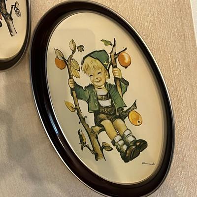 LOT 44D: Vintage Hummel Tin Tray / Wall Hangings - Apple Tree Boy and Girl