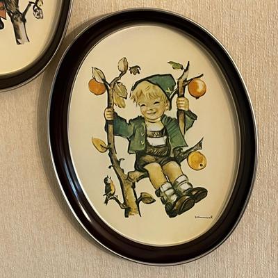 LOT 44D: Vintage Hummel Tin Tray / Wall Hangings - Apple Tree Boy and Girl