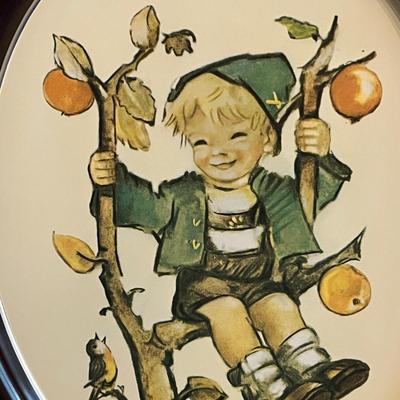 LOT 44D: Vintage Hummel Tin Tray / Wall Hangings - Apple Tree Boy and Girl