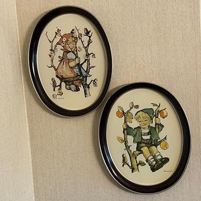 LOT 44D: Vintage Hummel Tin Tray / Wall Hangings - Apple Tree Boy and Girl