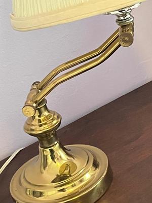 LOT 48Y: Vintage Metal Frame Wood-Top Side Table and Lamp