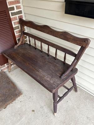 LOT 55W: Kitchen Table with Two Chairs and Bench