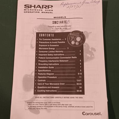 LOT 83B: Sharp 1000 Watt Microwave Oven SMC1441CB