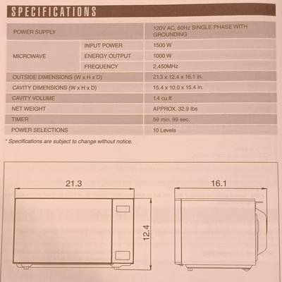 LOT 83B: Sharp 1000 Watt Microwave Oven SMC1441CB