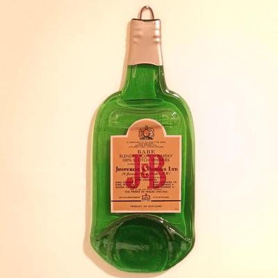 LOT 85B: E. Halsey 'Transformations' Golf Print, Flattened J&B Glass Bottle Art & MCM Decanter Set