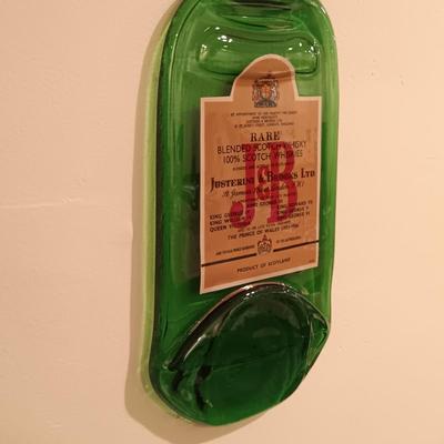 LOT 85B: E. Halsey 'Transformations' Golf Print, Flattened J&B Glass Bottle Art & MCM Decanter Set