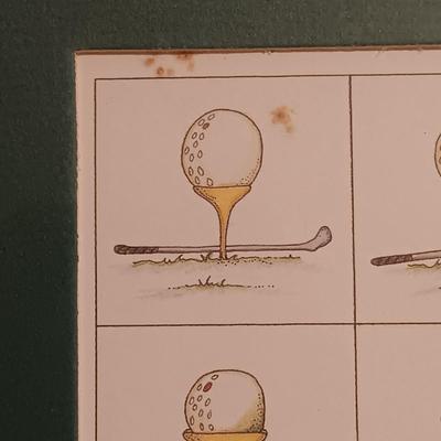 LOT 85B: E. Halsey 'Transformations' Golf Print, Flattened J&B Glass Bottle Art & MCM Decanter Set