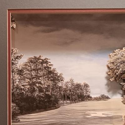 LOT 90B: Vintage Signed Reza Navaki 3D Golf Art Diorama