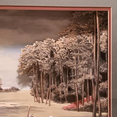 LOT 90B: Vintage Signed Reza Navaki 3D Golf Art Diorama