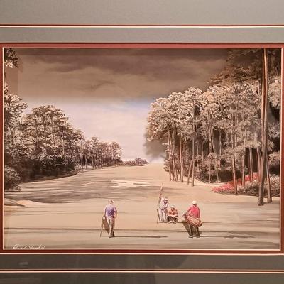 LOT 90B: Vintage Signed Reza Navaki 3D Golf Art Diorama