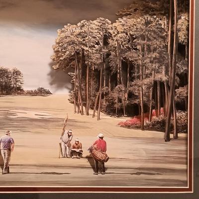 LOT 90B: Vintage Signed Reza Navaki 3D Golf Art Diorama