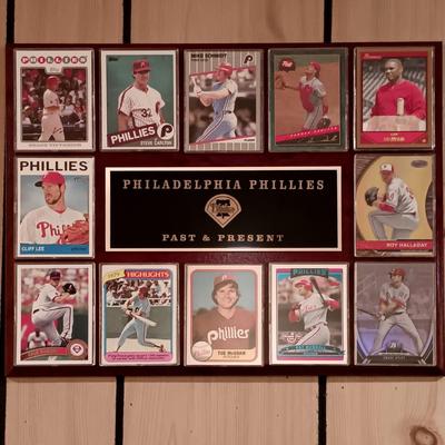 LOT 91B: Set of (12) 'Philadelphia Phillies Past & Present' Baseball Cards Plaque