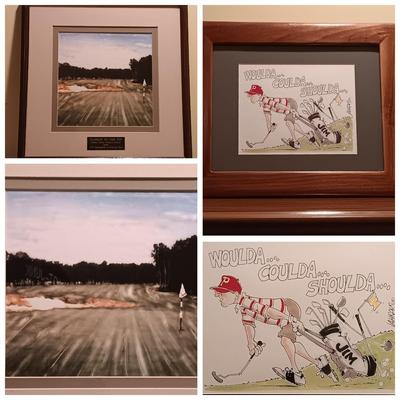 LOT 92B: Cartoons by Jahraus 'Woulda, Coulda, Shoulda' Golfer Print w/ Scotland Run Golf Course Photo Art