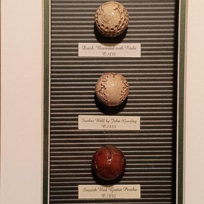 LOT 95B: Golf History 'Evolution of the Game' Shadow Box & 'Evolution of the Golf Ball' Shadow Box