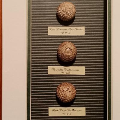 LOT 95B: Golf History 'Evolution of the Game' Shadow Box & 'Evolution of the Golf Ball' Shadow Box