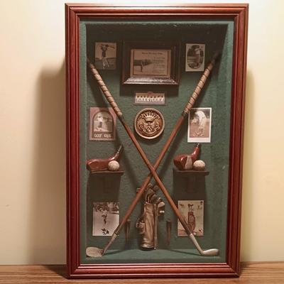 LOT 95B: Golf History 'Evolution of the Game' Shadow Box & 'Evolution of the Golf Ball' Shadow Box