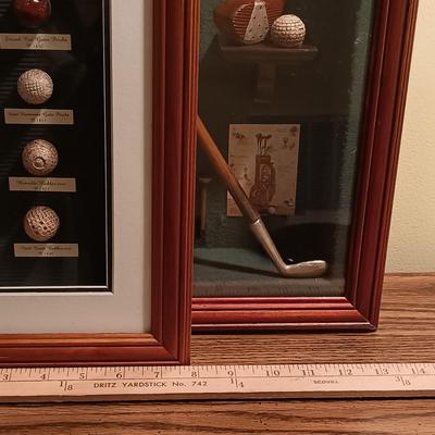 LOT 95B: Golf History 'Evolution of the Game' Shadow Box & 'Evolution of the Golf Ball' Shadow Box
