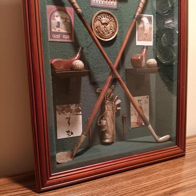 LOT 95B: Golf History 'Evolution of the Game' Shadow Box & 'Evolution of the Golf Ball' Shadow Box