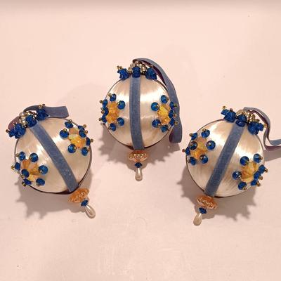 LOT 99B: Set of (12) Vintage Handmade Bead Ornaments