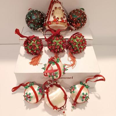 LOT 100B: Set of (10) Vintage Handmade Bead Ornaments