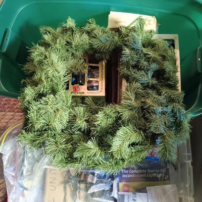 LOT 102B: Basement Finds- Vintage Christmas Bulbs w/ a Set of (7) Wreaths & Holiday Lights