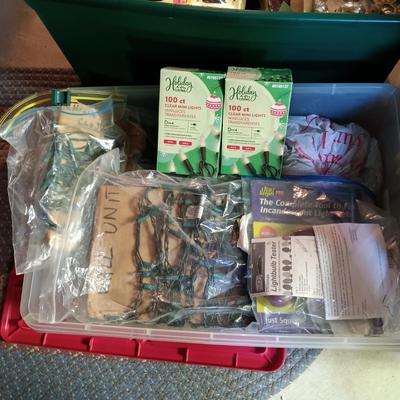 LOT 102B: Basement Finds- Vintage Christmas Bulbs w/ a Set of (7) Wreaths & Holiday Lights