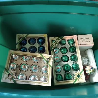 LOT 102B: Basement Finds- Vintage Christmas Bulbs w/ a Set of (7) Wreaths & Holiday Lights