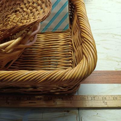 LOT 105B: Basement Finds- Wood 17" Sleigh w/ Vintage Baskets and Crafting Supplies