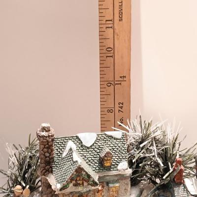 LOT 107B: Vintage Fiber Optic Christmas Village, Mickey and Minnie Ski Pendulum, Stained Glass Decor & Cat Ornaments