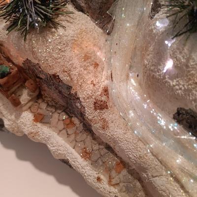 LOT 107B: Vintage Fiber Optic Christmas Village, Mickey and Minnie Ski Pendulum, Stained Glass Decor & Cat Ornaments