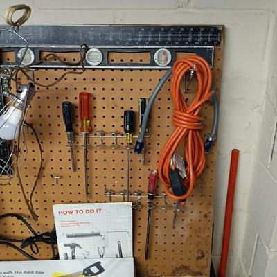 LOT 108B: Basement Finds- Craftsman 3/8" Corded Drill, Jorgensen Bar Clamps, Flood Lights & More