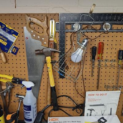 LOT 108B: Basement Finds- Craftsman 3/8" Corded Drill, Jorgensen Bar Clamps, Flood Lights & More