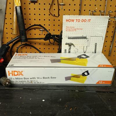 LOT 108B: Basement Finds- Craftsman 3/8" Corded Drill, Jorgensen Bar Clamps, Flood Lights & More