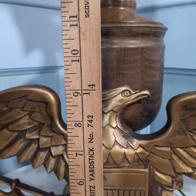 LOT 111L: MCM Sexton USA Gold-Tone Metal Eagle Plaque w/ Metal Eagle Lamp