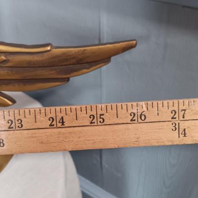 LOT 111L: MCM Sexton USA Gold-Tone Metal Eagle Plaque w/ Metal Eagle Lamp