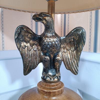 LOT 111L: MCM Sexton USA Gold-Tone Metal Eagle Plaque w/ Metal Eagle Lamp