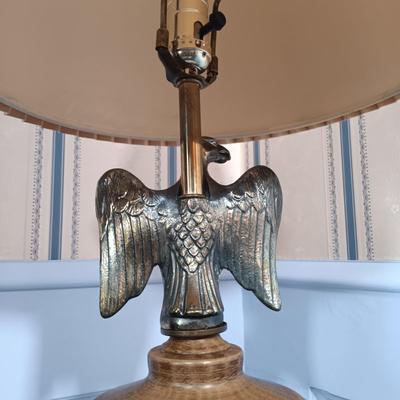 LOT 111L: MCM Sexton USA Gold-Tone Metal Eagle Plaque w/ Metal Eagle Lamp