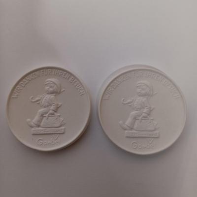 LOT 113L: Hummel Goebel Miniature Plates, Sugarfrosted Candle Holders & Set of (2) Collector's Club Keepsakes