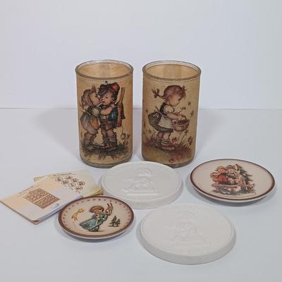 LOT 113L: Hummel Goebel Miniature Plates, Sugarfrosted Candle Holders & Set of (2) Collector's Club Keepsakes