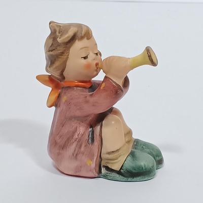 LOT 118L: Vintage Hummel Goebel Figurines Angel 'Joyous News' candle holder , 'Girl with Nosegay' candle holder &...